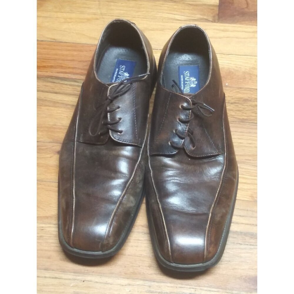 Stafford Men's Dress Shoes Braedon Brown Leather Oxford 12M 19963-8 Handcrafted